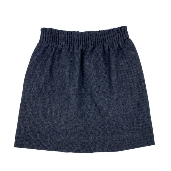 J.Crew Sidewalk Skirt Blue Herringbone Wool Blend Pull On Mini A Line - Picture 6 of 8